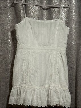 Aeropostale White Adjustable Strap Mini Dress, Lined, Soft Lace, Ruffle hem, XL